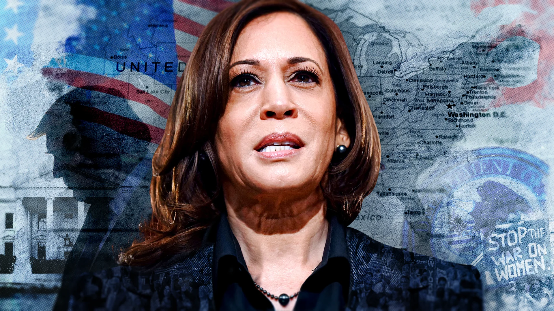 Kamala Harris devant la Maison-Blanche