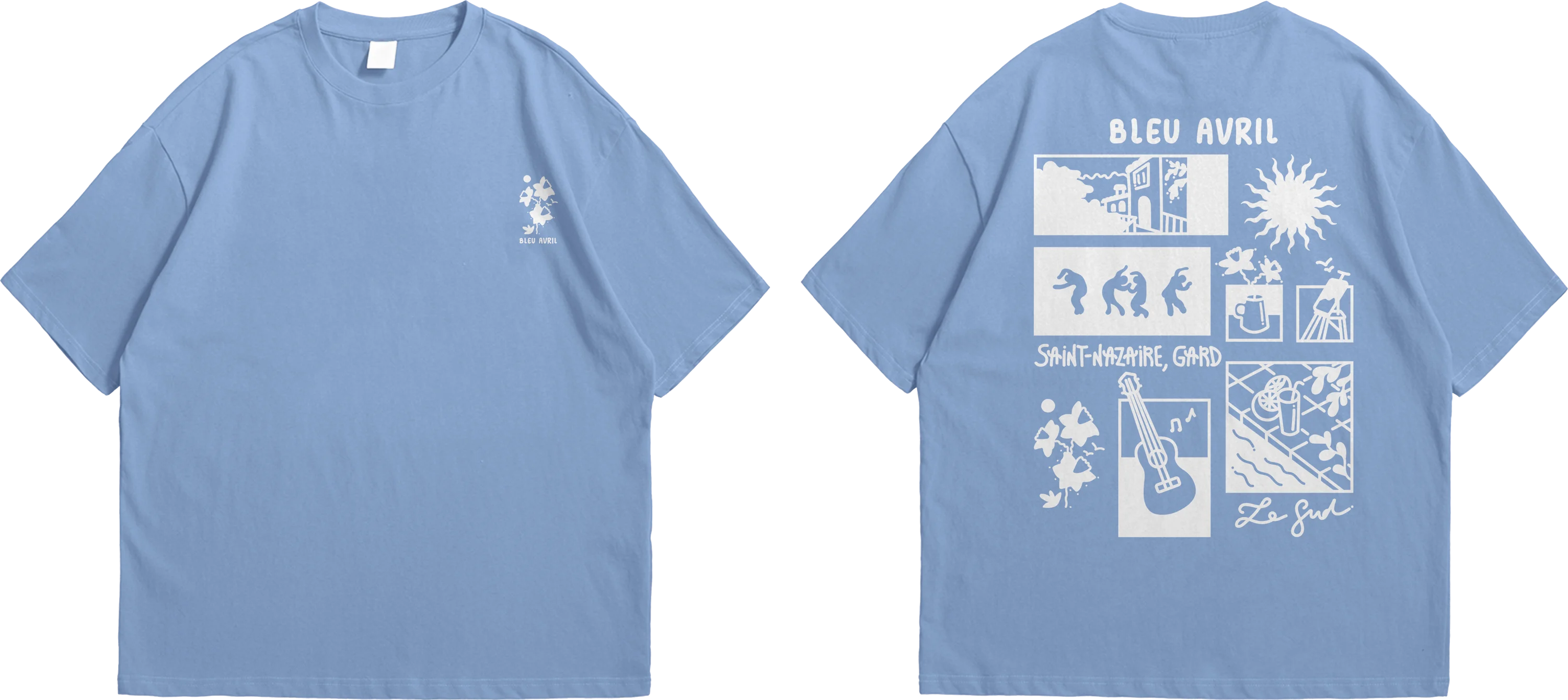 Tee-shirts Bleu Avril recto et verso